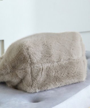 Tiaclasse 三つ編みハンドルファーバッグ ベージュ