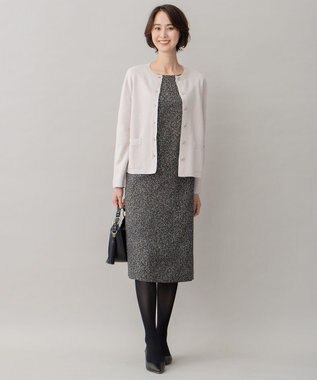 自由区 L ミラノリブ ニット ノーカラージャケット ライトグレー系