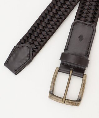 JOSEPH ABBOUD  【イタリア素材・ストレッチ・日本製】 ストレッチレザー ベルト ダークブラウン系