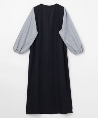 ANY L シャツコンビワンピース ネイビー