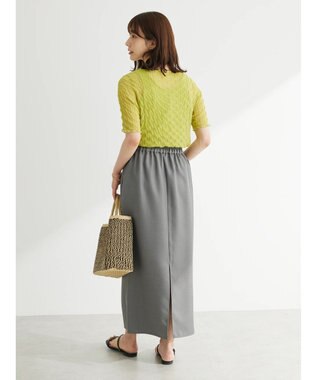 Green Parks 麻調Ｉラインスカート Gray