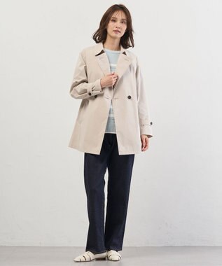 J.PRESS LADIES S Cotton Polyester カラーボーダー ニット スモーキーミント×オフ系