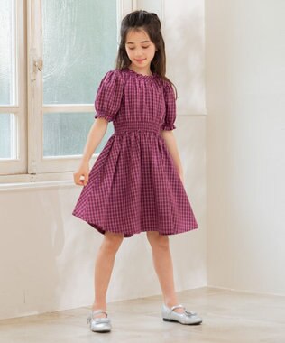 組曲 KIDS 【110-140㎝】チェック ワンピース ラズベリー系3