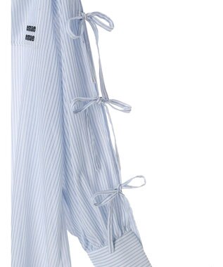 earth music&ecology 袖スリットリボンロングシャツ Sax