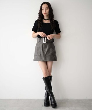 WEGO ストーム付きワイドヒールロングブーツ ブラック