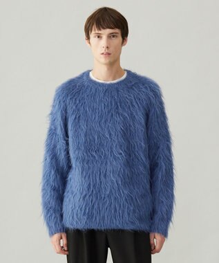UNFILO MENS 【男女兼用】シャギー クルーネックニット ブルー