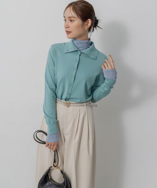 組曲 【前後着用可 / 加藤ローサさん着用】スムースストレッチタートル ニット スモーキーグリーン系