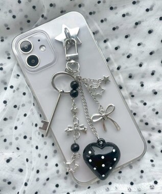 WEGO ドットハートキーホルダー ブラック