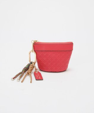 TOPKAPI 【TREASURE TOPKAPI】スムースレザー 幾何柄 マルチケース バッグチャーム レッド