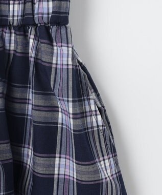 組曲 KIDS 【150-160㎝】プランタンチェック ワンピース ネイビー