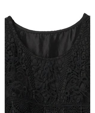 earth music&ecology レースチュールプリーツワンピース Black