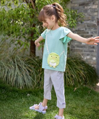 ANY KIDS 【WEB限定/すみっコぐらし】ポシェットTシャツ エメラルドグリーン×ぺんぎん?