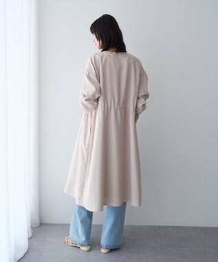 YECCA VECCA ノーカラーラペルロングコート Gray Beige