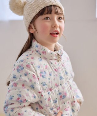 ANY KIDS 【洗濯機OK】中綿 ガーリー コート エクリュ×花柄