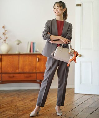 ANY SIS L 【セットアップ対応】ビューティーツイルストレッチ テーパードパンツ モカグレー