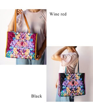 tsumori chisato CARRY tcアニマルキルト トートバッグ ボルドー