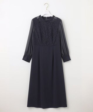 ANY SIS 【洗える】Nobleコンビ ドレス ネイビー