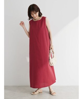 Green Parks 綿麻混ノースリーブワンピース Deep Red