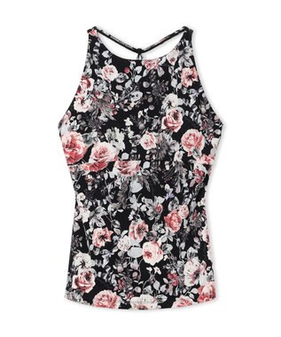 Chacott Chacott BALANCE ホリデーローズブラトップ ブラックプリント