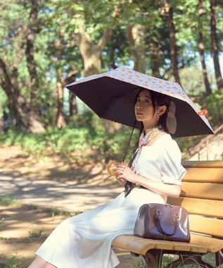 MOONBAT アデリアレトロ×estaa 晴雨兼用日傘 折りたたみ傘 アリス UV 一級遮光 オレンジ