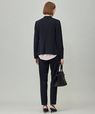 ICB 【防シワ・速乾・洗える】Fied ノーカラージャケット ネイビー系