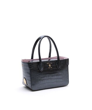 A.D.M.J. 【牛革】クロコ型押し/ ミニトートバッグ オニキス
