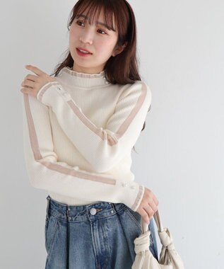 Green Parks ・ｓｗｉｎｇ　ｂｙ　シフォンフリルリブハイネック Ivory