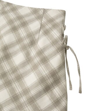 earth music&ecology サイドレースアップミニスカート Check Ivory