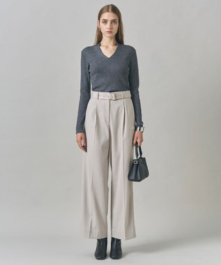 ICB L 【裏起毛】 ウォームサテン ワイドストレートパンツ トープ系