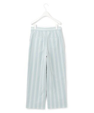 ICB 【洗える】 コットンナイロンドビーストライプ ワイドストレートパンツ ジェイドグレー系