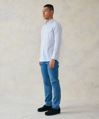 J.PRESS MEN ドビーマルチストライプ シャツ ブルー系1
