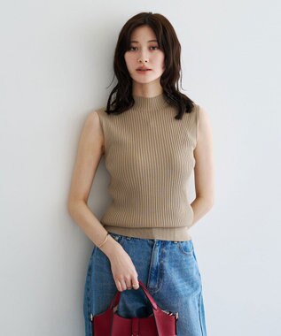 YECCA VECCA ハイネックノースリーブニット Gray Beige