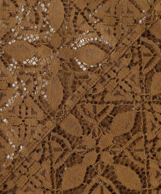 ICB 【洗える】タイルパターンレース バンドカラーシャツ キャメル系