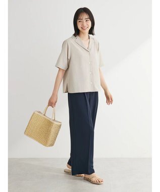 Green Parks きれいシルエットパンツ（ベルト付きとろみワイド） Dark Navy