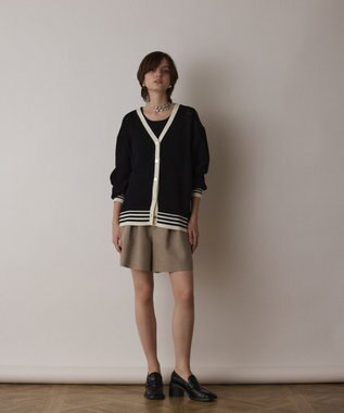 GRACE CONTINENTAL メッシュラインニットカーディガン ブラック