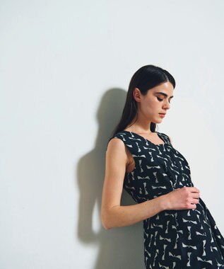 GRACE CONTINENTAL リボンジャガードワンピース ブラック