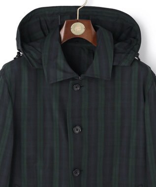 J.PRESS MEN 【オンオフ兼用 / ストレッチ / 撥水 / 洗える】トリコット3レイヤーバルマカンショートコート / フードデタッチャブル ネイビー系3