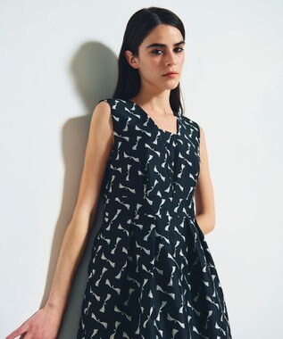 GRACE CONTINENTAL リボンジャガードワンピース ブラック