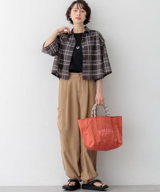 23区 【先行予約】ハイツイストシアーチェック クロップド シャツ ブラウンチェック