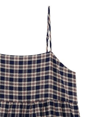 earth music&ecology シャーリングラメチェックキャミワンピース Navy