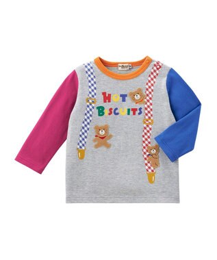 MIKI HOUSE HOT BISCUITS 【80-120cm】サスペンダーだまし絵 長袖Tシャツ マルチカラー