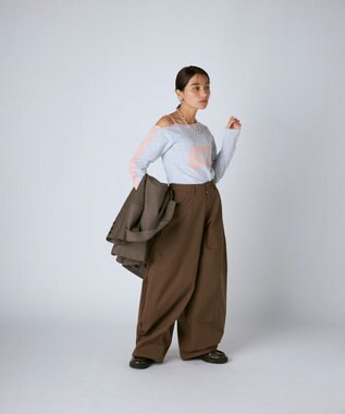 OP／FILA 【Kappa】ショート丈 ナンバーロゴ 肩ストラップロンT 杢グレー