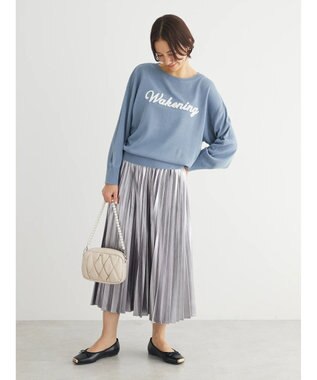 Green Parks さがら刺繍入りニットプルオーバー Sax