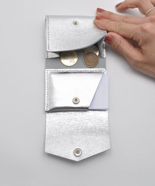 blancle メタリックレザー 三つ折りウォレット SILVER