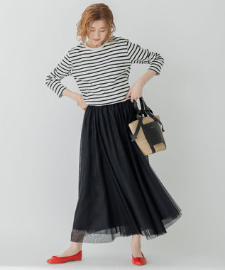23区 L 【WEB限定/洗える】エアリーチュール スカート ブラック系