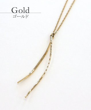 Tiaclasse 【日本製】大人上品なフラットカーブバーネックレス ゴールド