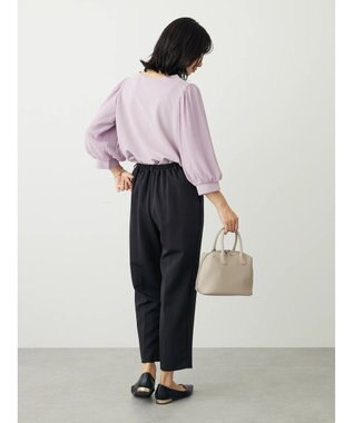 Green Parks 袖異素材使いリップルプルオーバー Purple