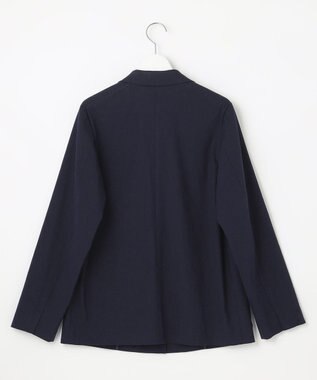 自由区 【洗える】テンセルリネンストレッチ テーラードジャケット ネイビー系