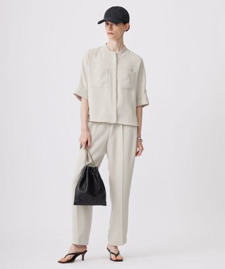 ICB L 【洗える】ライトダブルクロス クロップドシャツ トープ系