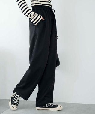 WEGO 【ウエストゴム/手洗い可】カラーイージーパンツ ブラック